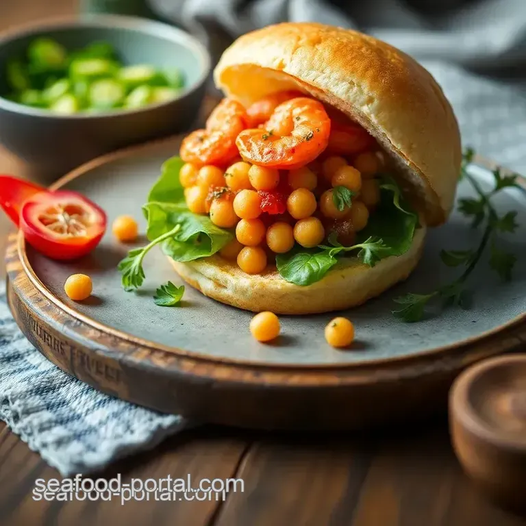 Sautéed Prawn Chickpea Sandwich Delight presentation
