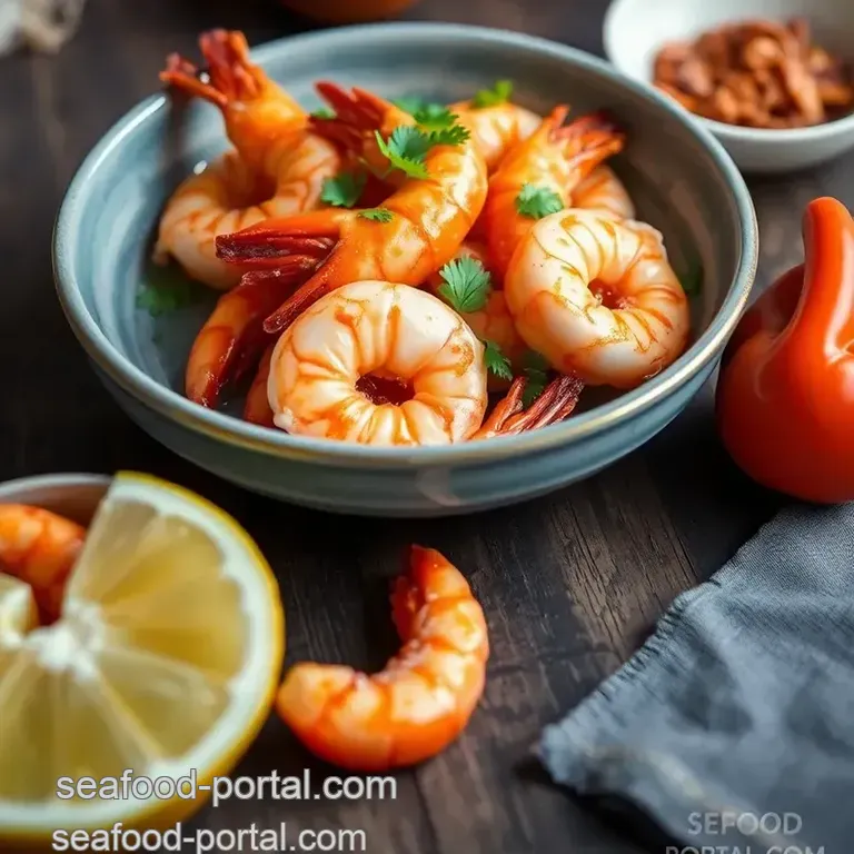 Spicy Prawns with Tangy Pickle Flavor presentation