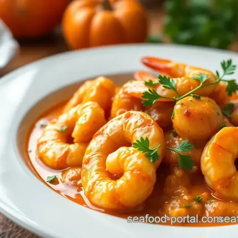 Sautéed Prawns in Creamy Pumpkin Sauce