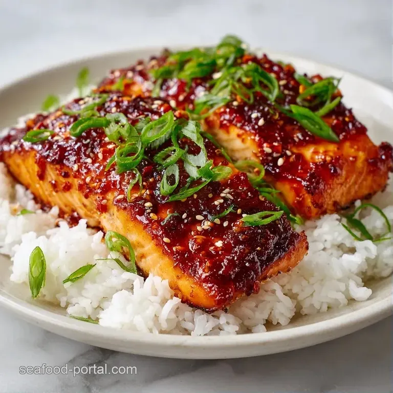 A ceramic bowl filled with fluffy white rice, topped with glazed salmon, cucumber slices, and a drizzle of spicy mayo.