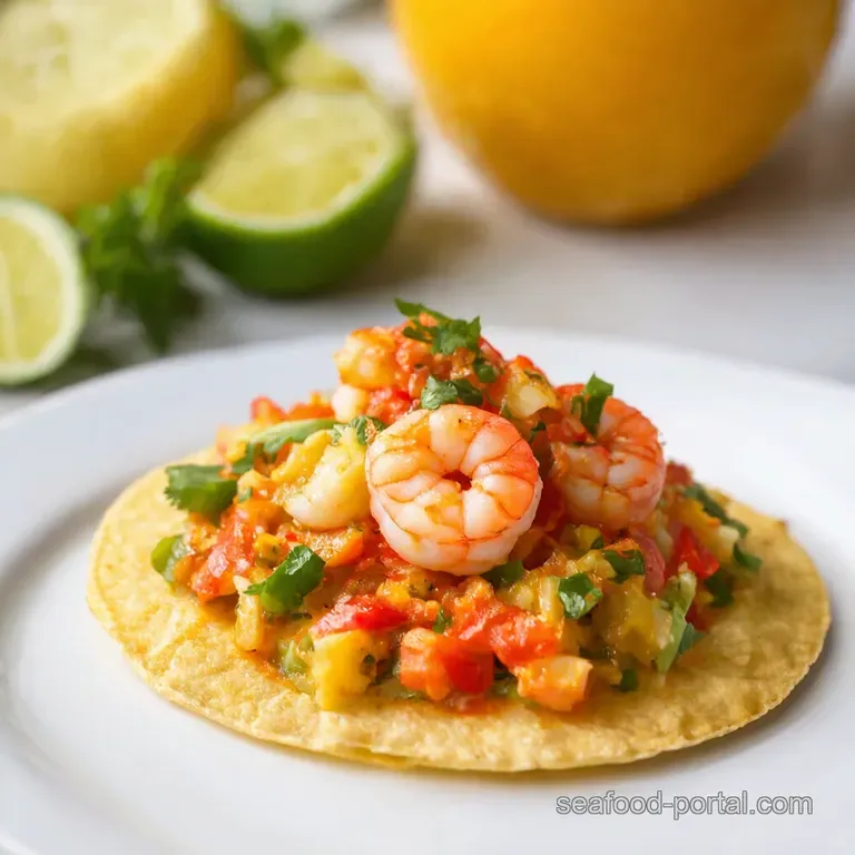 Spicy Shrimp Crab Tostada Ceviche presentation
