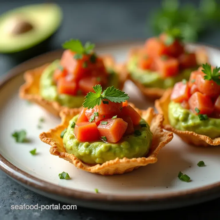 Spicy Tuna Avocado Wonton Crisps