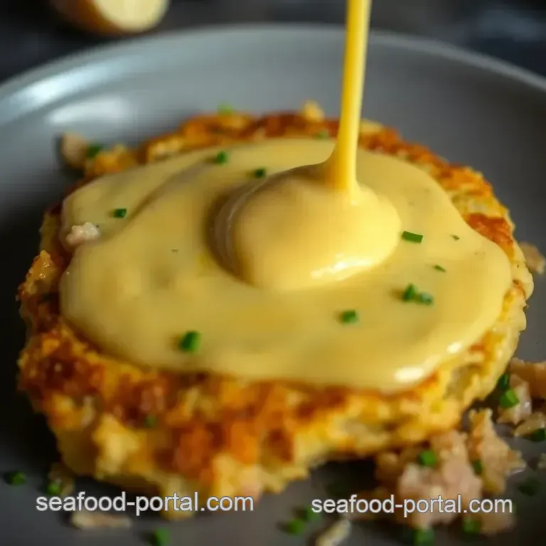 Spicy Tuna Egg Cakes with Honey Mustard Sauce presentation