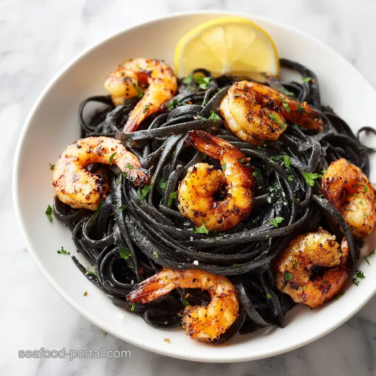 Squid Ink Pasta with Shrimp and Garlic Butter