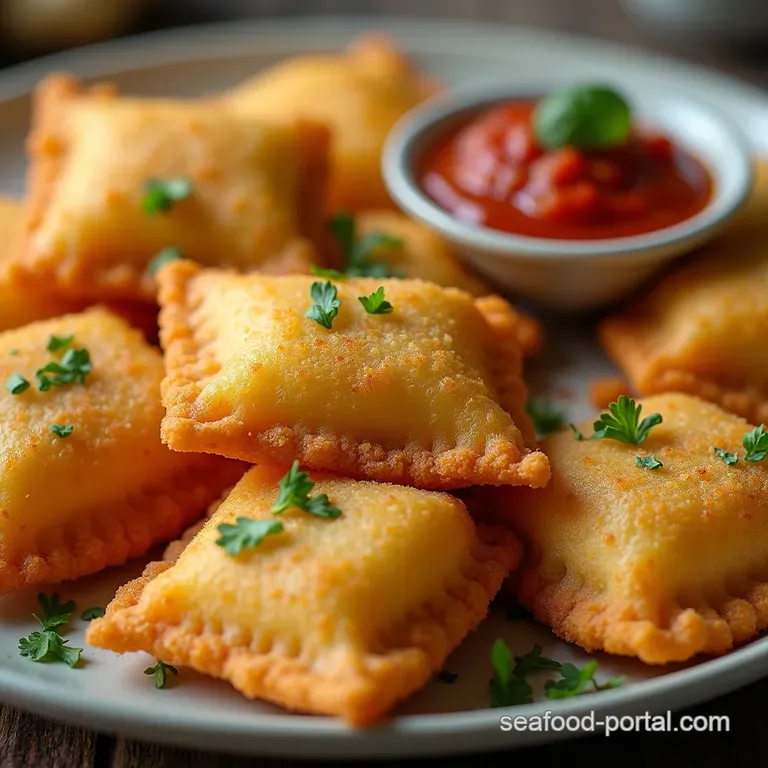 Crispy Gold St LouisStyle Fried Ravioli with Zesty Marinara Dip