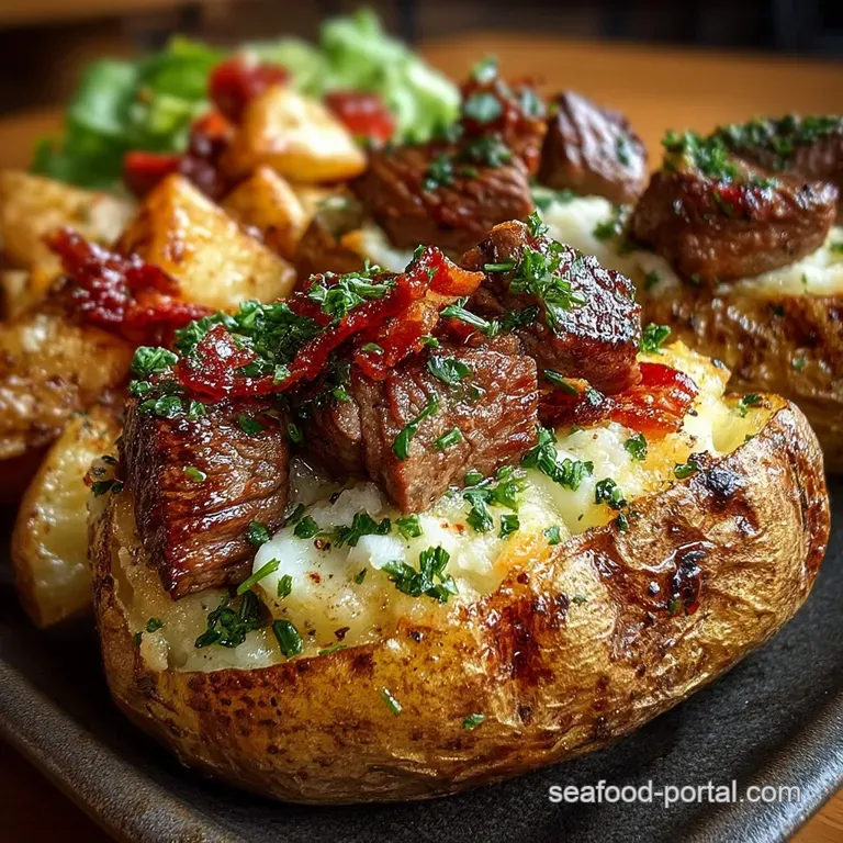 The King of Comfort Fully Loaded Steakhouse Baked Potato with Herby Butter Cream