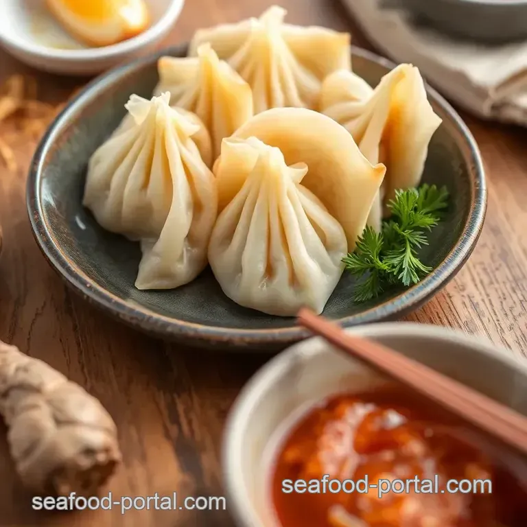 Steam Prawn Dumplings with Ginger Flavor presentation