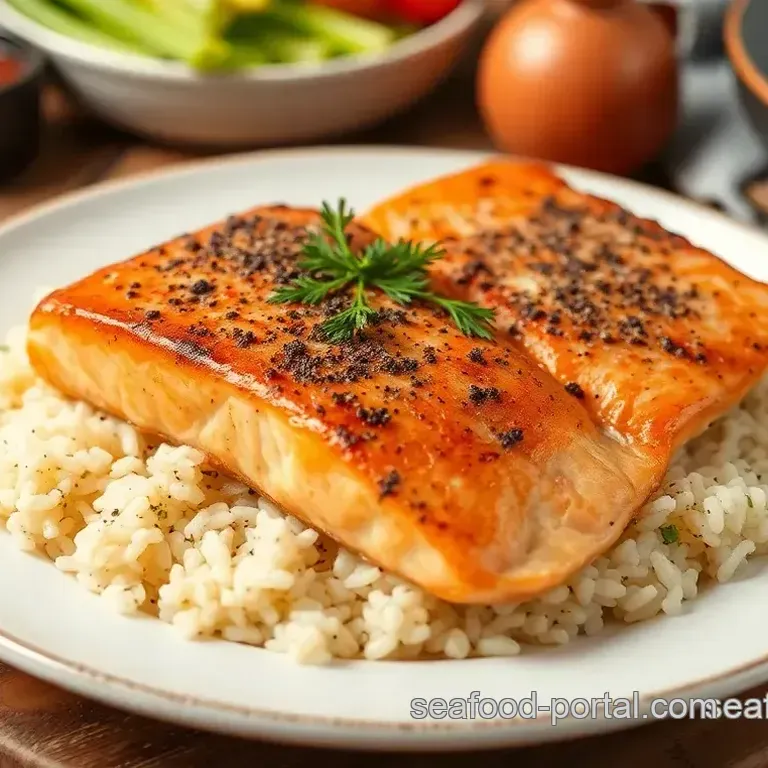 Steam Salmon Steaks with Flavored Rice