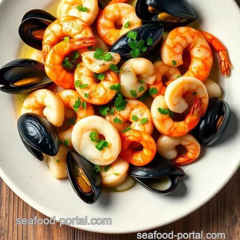 Creamy Steamed Seafood Medley with Garlic Butter Sauce presentation