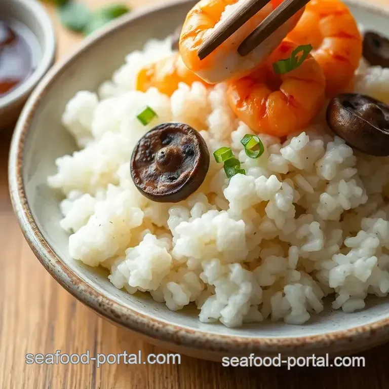 Steam Shrimp & Shiitake Mushroom Sushi Rice presentation
