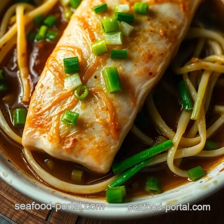 Steamed Sea Bass with Ginger and Scallions presentation