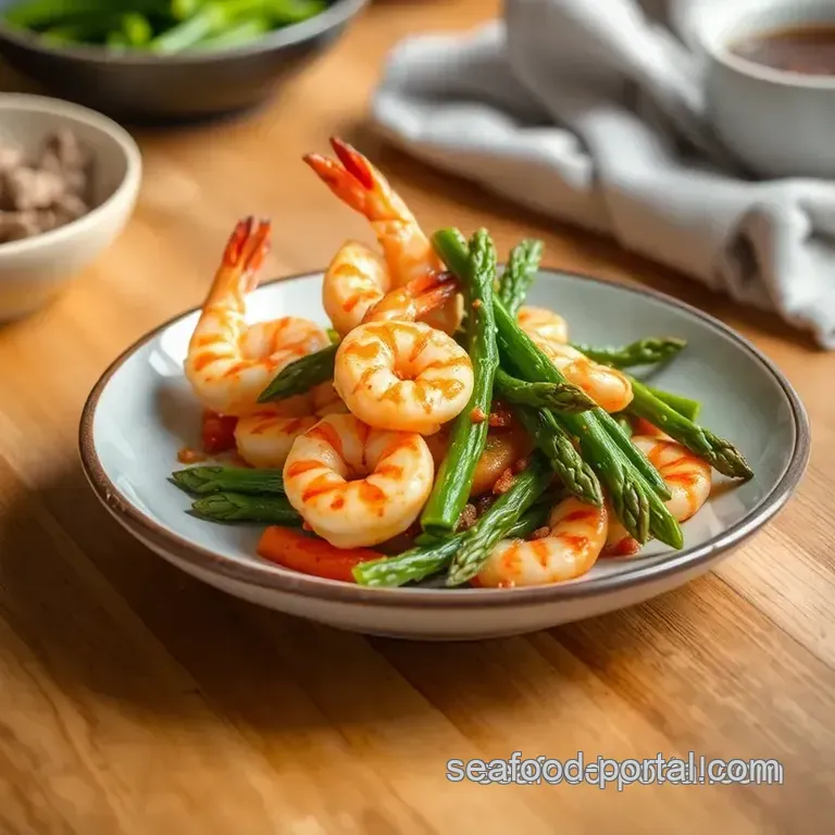 Stir-Fried Shrimp with Asparagus Delight presentation