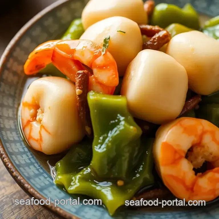 Bitter Gourd Stir-fry with Fish Balls and Prawns presentation