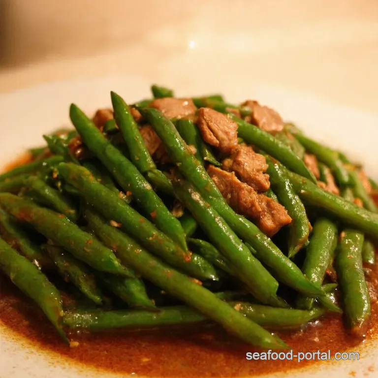 Stirfried Green Beans and Pork with Gingergarlic Goodness presentation
