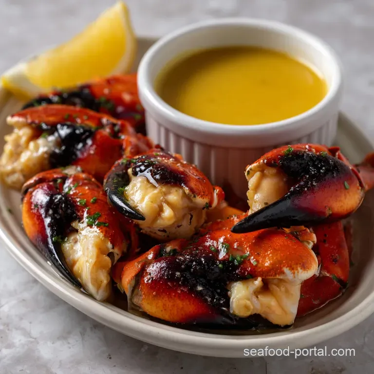 Stone Crab Claws with Mustard Dipping Sauce presentation