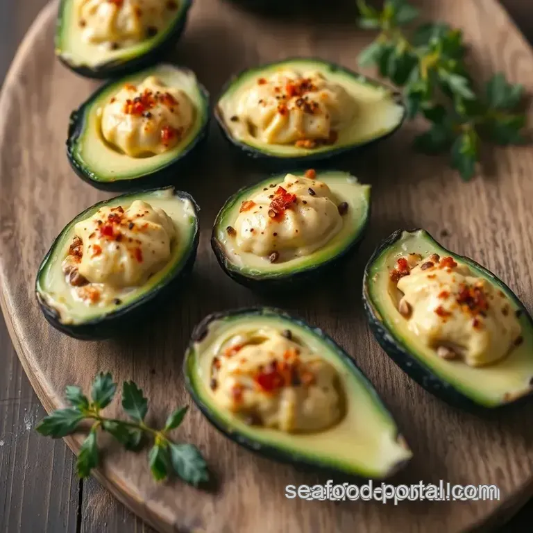 Savory Stuffed Avocado Oysters presentation