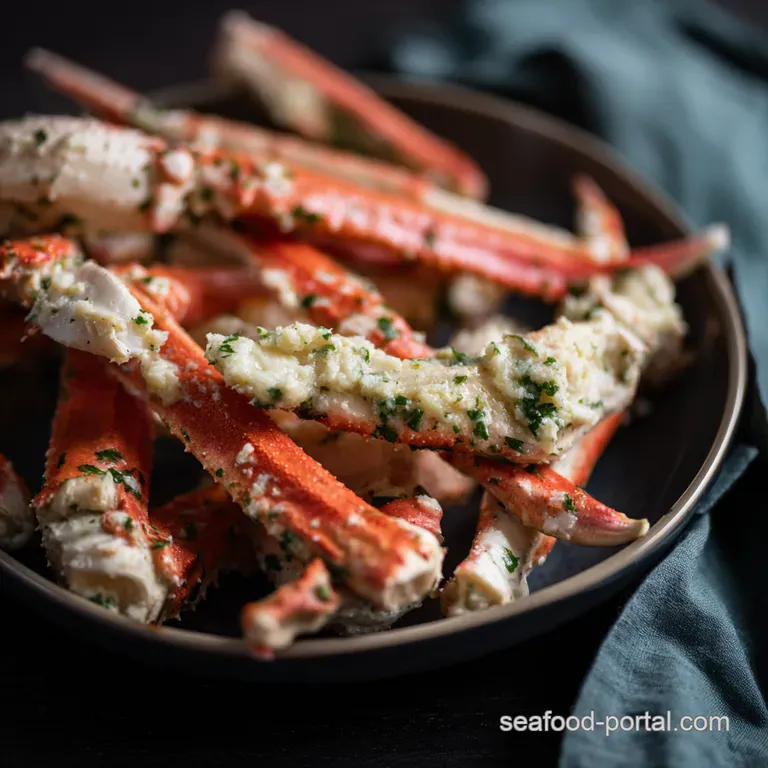 Succulent Snow Crab Legs with Garlicherb Butter presentation
