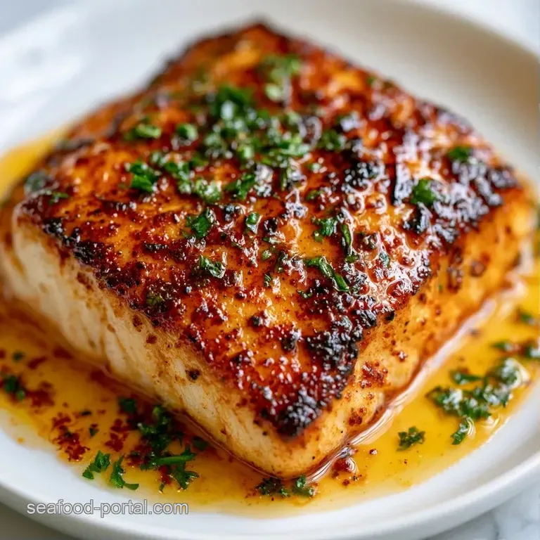 Seared white fish fillet on a white ceramic plate, garnished with delicate microgreens and a drizzle of lemon oil.