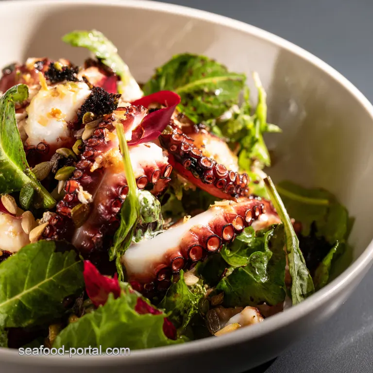 Sunkissed Octopus Salad with Lemonherb Vinaigrette presentation