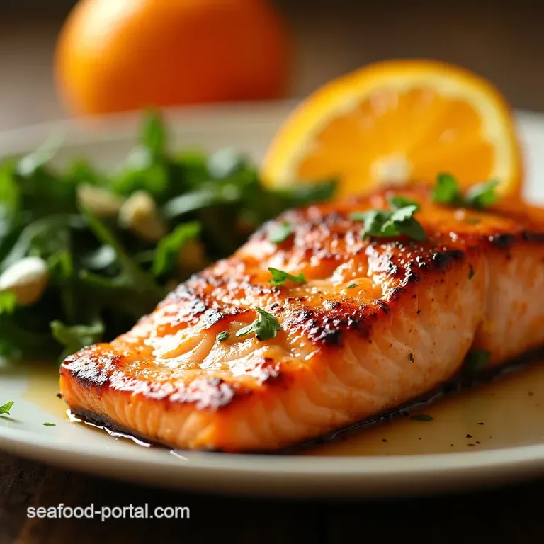 Sunshine Orange Glazed Salmon a Zesty Delight presentation