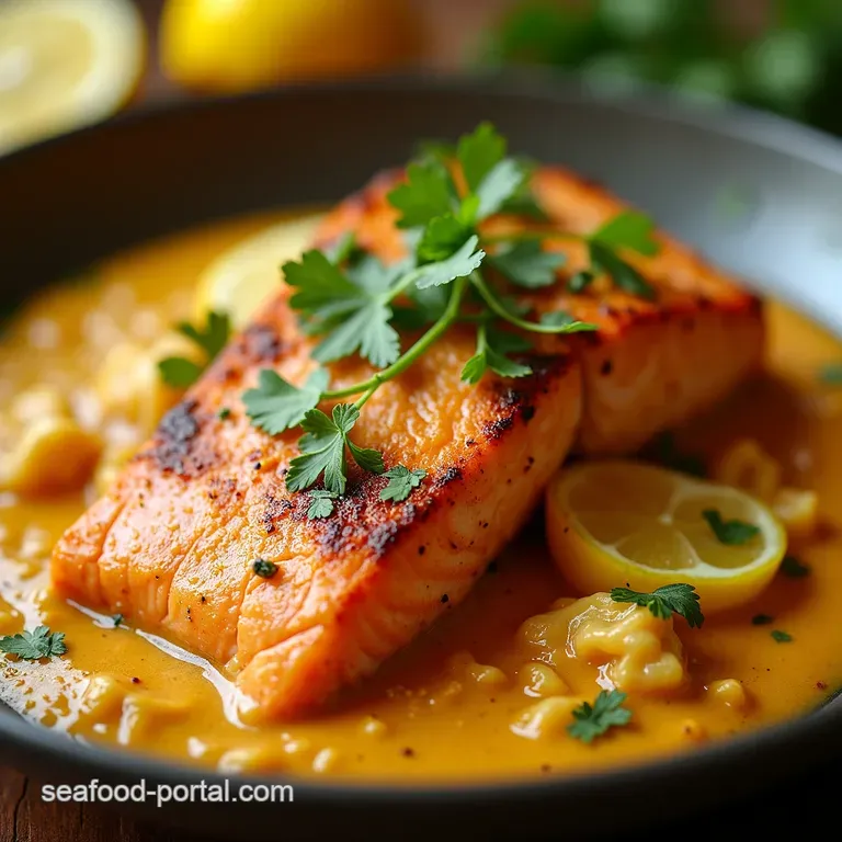 Sunshine Salmon Quick Creamy Caribbean Coconut Curry presentation
