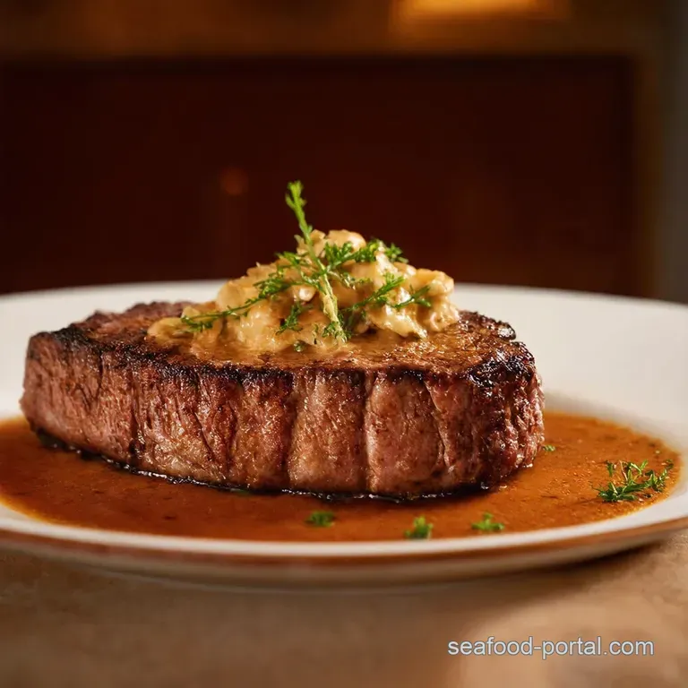 Surf Turf Extravaganza Steak Lobster with Dreamy Garlic Cream presentation