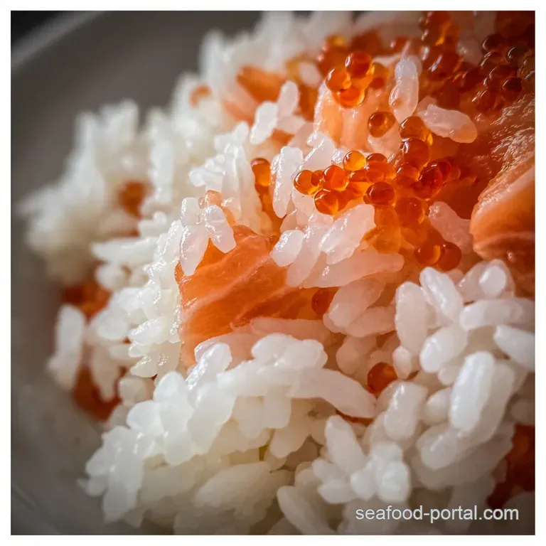 Neatly arranged bed of glistening sushi rice, ready to absorb the flavors of colorful fish, vegetables, and savory sauces.