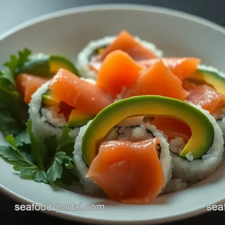 Sushi Rolls with Salmon or Imitation Crab and Avocado