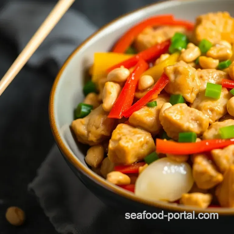 Sweet and Savory Chicken Stir-Fry with Peanuts presentation