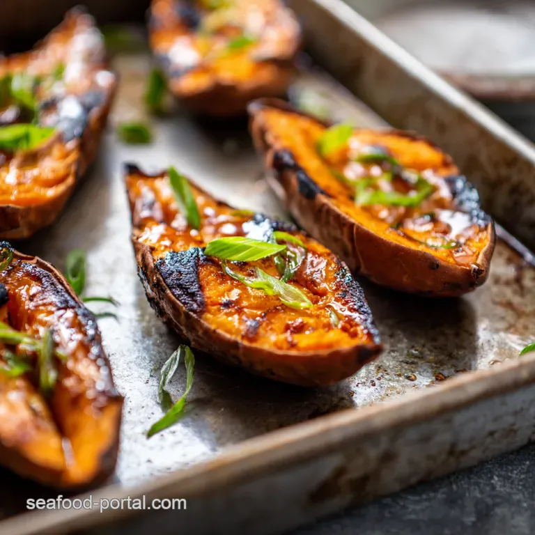 Sweet Potato Salmon Boats with HoneyCinnamon Filling presentation