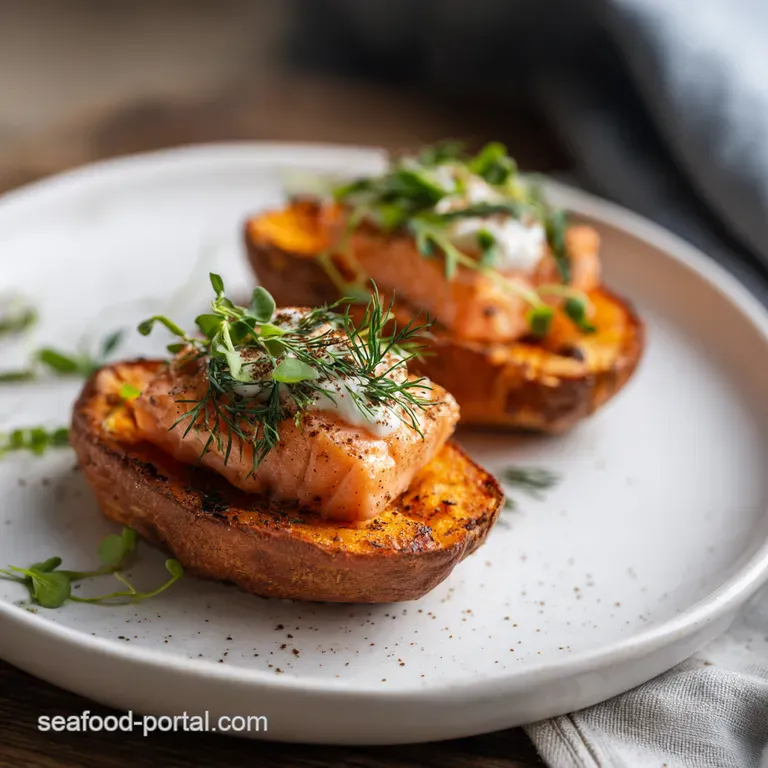 Sweet Potato Salmon Boats with HoneyCinnamon Filling