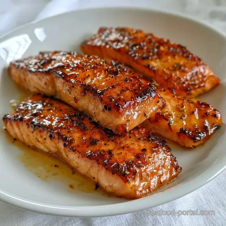 Glazed pink salmon slices elegantly plated on a slate board with bright lemon wheels and fresh green dill sprigs.