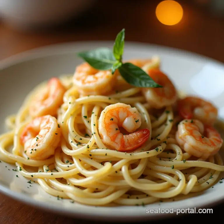 The Better Than Takeaway Creamy Garlic Shrimp Alfredo Pasta presentation