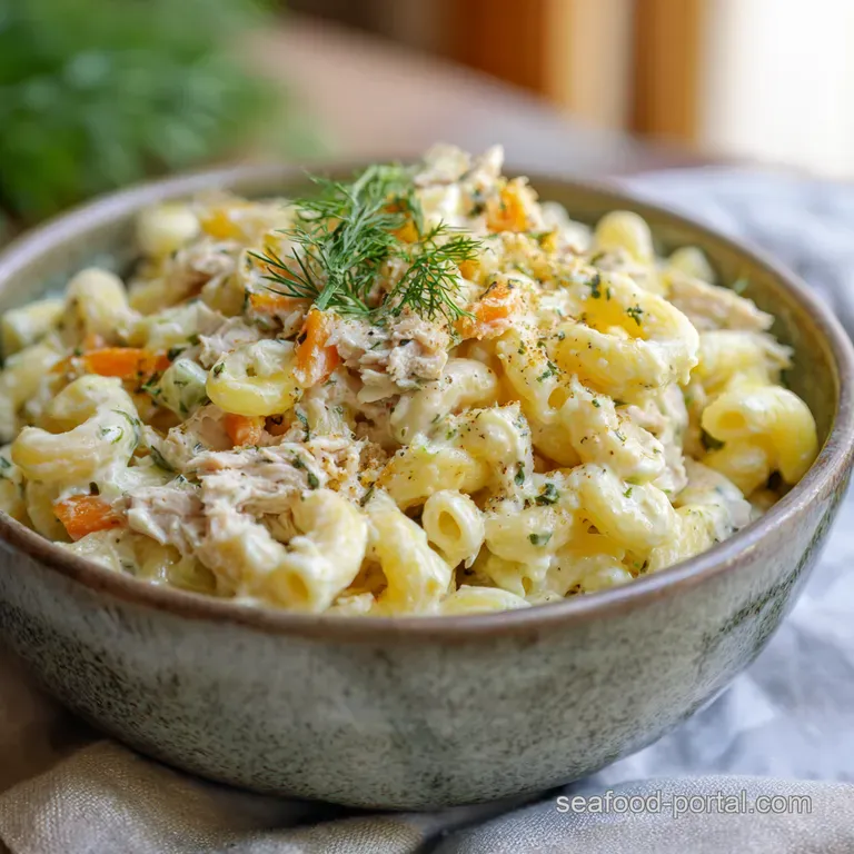 Ultimate MakeAhead Creamy Tuna Macaroni Salad presentation