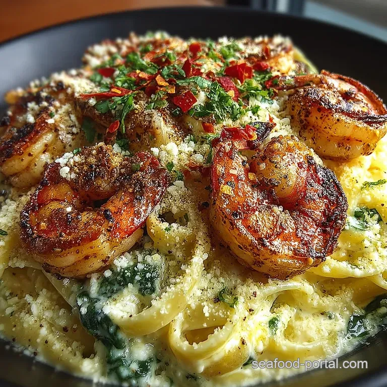The Ultimate Shrimp Alfredo Rich Creamy Perfection with PanSeared Tiger Prawns