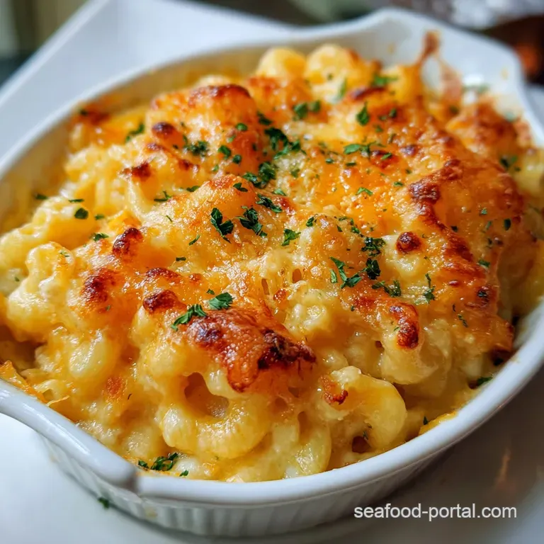 Mac and Cheese: Ultimate Three-Cheese Baked Casserole presentation