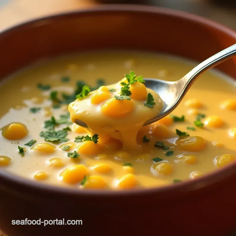 The Proper Pint of Sunshine Hearty Velvety Corn Chowder presentation