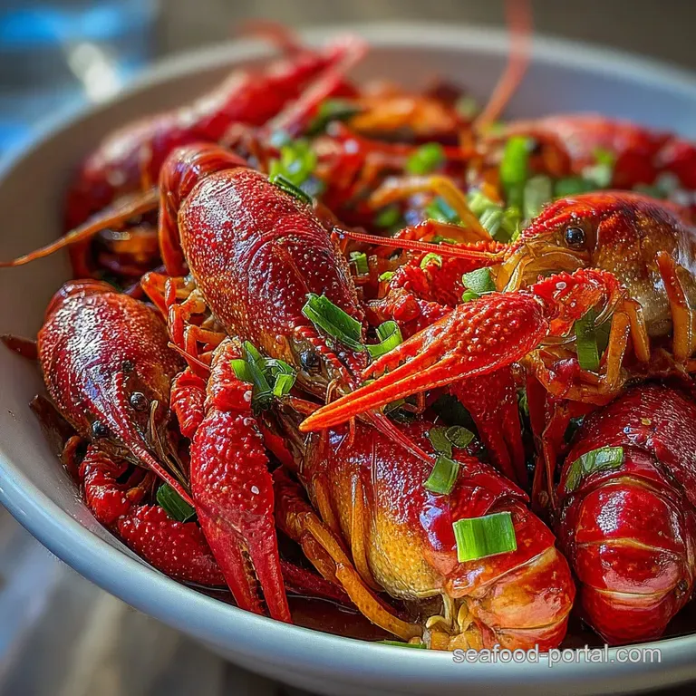 Plated crawfish with vibrant citrus slices and green herbs, bathed in a rich, glossy sauce, offering a taste of Vietnam.