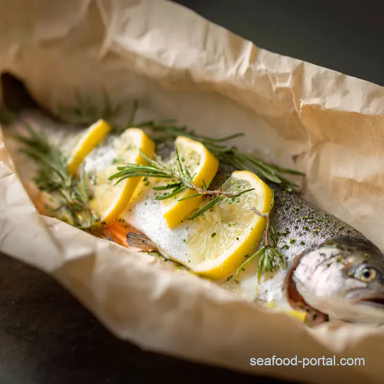 Whole Trout En Papillote with Lemon Herbs presentation