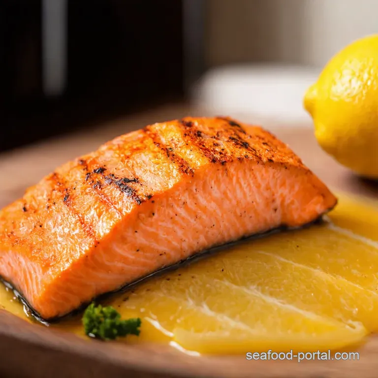 Winter Warmer Lemon Grilled Salmon Sunshine on a Plate presentation