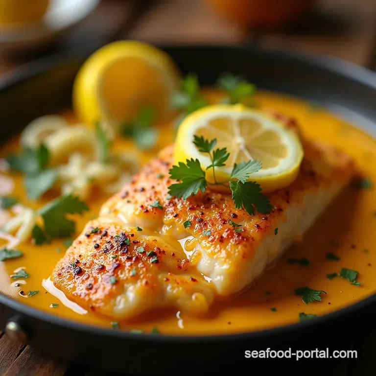 Sunshine Umami Creamy Zesty Lemon Fish Sauce for the Perfect PanSeared Catch presentation