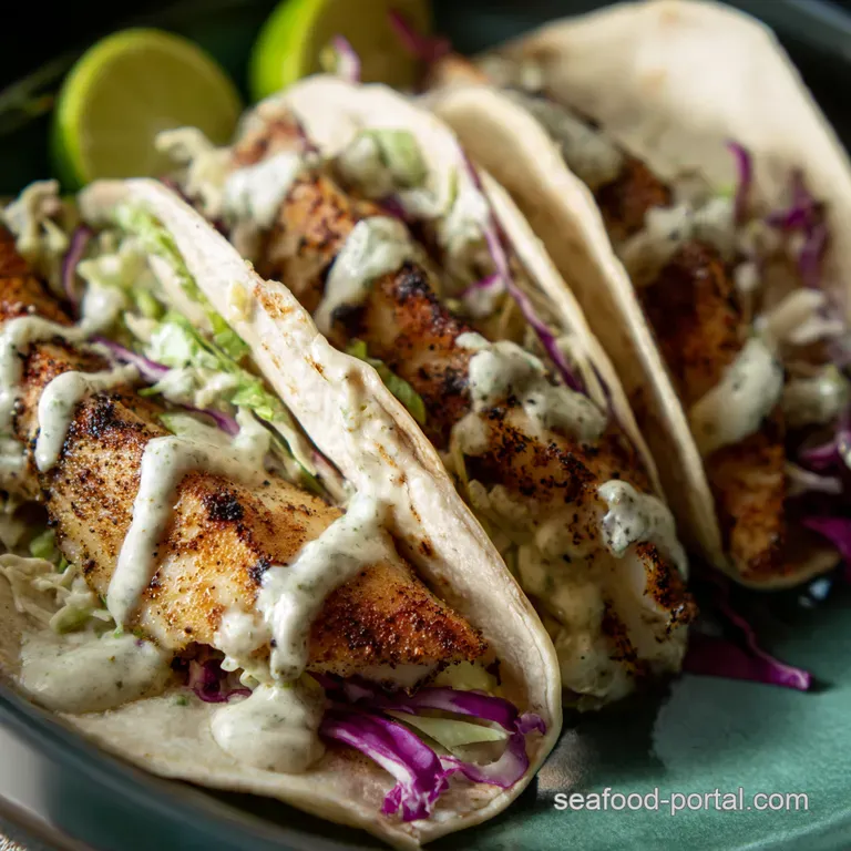 Zesty Tilapia Tacos with Creamy Jalape&ntilde;o Sauce presentation